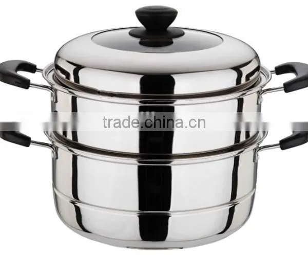 2 Layers Stainless Steel Steamer Pot With Bakelite Handle photo-3