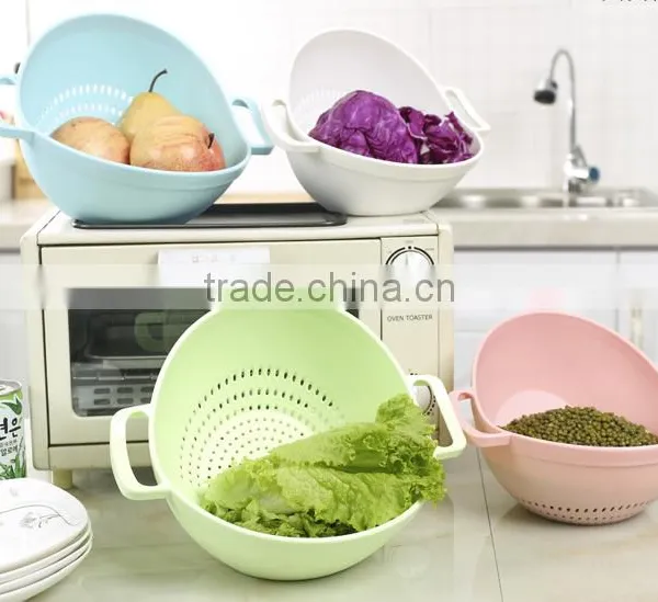Super Practical Creative Fashion Plastic Wash Rice Colander Strainer Sieve Bright Kitchen Plastic Drain Vegetable Basket photo-4