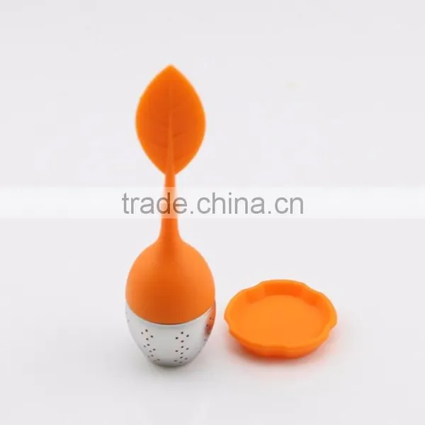 Good Quality Orange Handle Silicone Tea Strainer photo-2