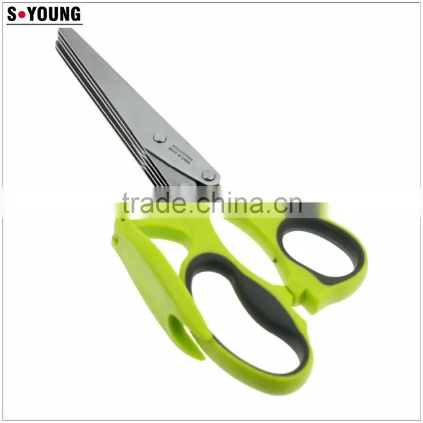 61018 New Style 5 Blades Kitchen Craft Scissors Herb Scissor With Support Rack photo-3