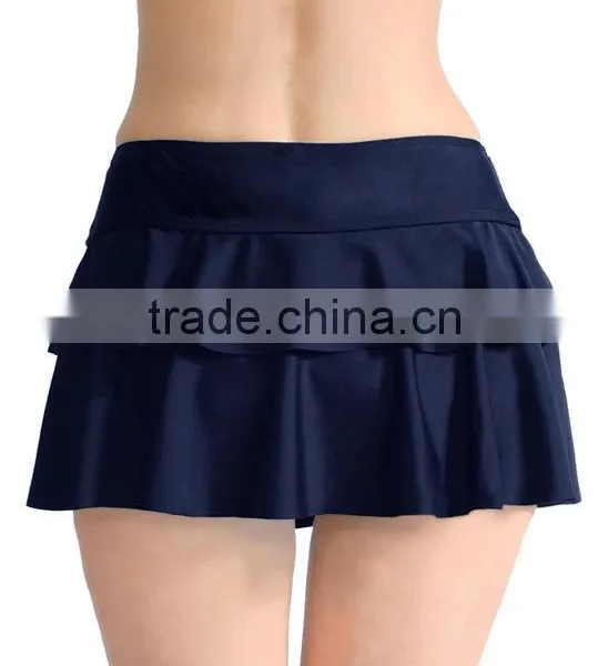 Padded Swimwear Bottoms Navy Double-Ruffle Skirted Bikini Bottoms Wholesale Bikinis Woman Swimwear 2017 Custom Swimwear photo-3