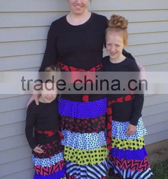 5 Tier Skirts,6 Tier Skirt Slinky Spandex Blend Drapes Maxi Tiered Ruffle Skirt In Custom Mixed Print photo-4