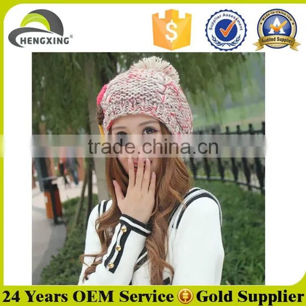 Colorful Women Hand Work Knitted Hat Hot Sale Custom photo-3
