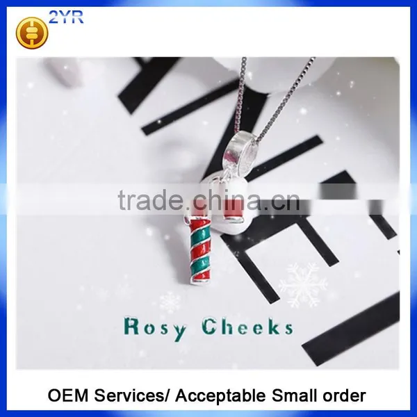 China Wholesale 925 Sterling Silver Fashion Chain Christmas Tree Deer Hat Pendant Necklace photo-2