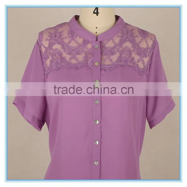 Ladies Lace Elegant Formal Shirt for Short Sleeves photo-4