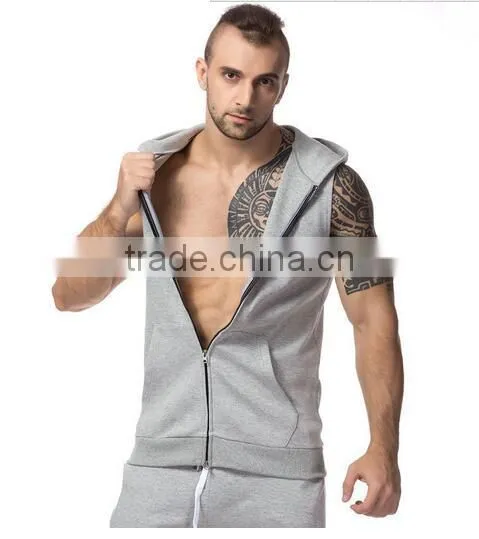 Summer Men Hooded Sleeveless Vest Running Training Cultivate One's Morality Sport Style Jacket photo-2