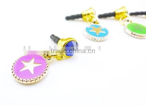 Beautiful Star Pattern Pendant Phone Charms Metal Round Charm Dustproof Jewelry With Crystals photo-4