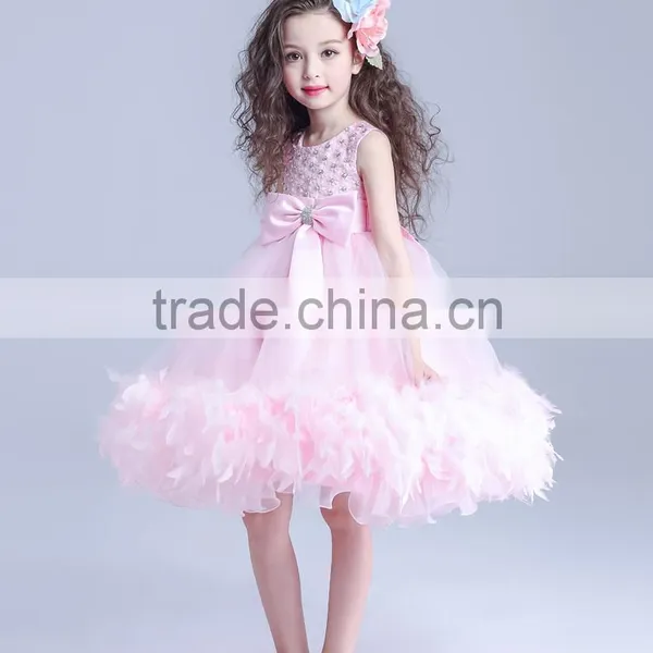 Pink Flowers Girl Dresses With Rhinestone Angel Dress photo-4