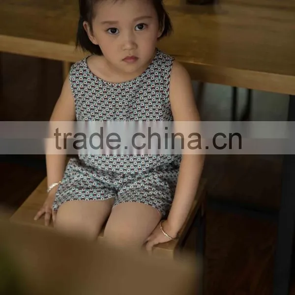 New Fashion Girl Sleeveless Set Chifon Blouse Set for Baby Girl Printed Flower Dress Jumpsuit photo-4