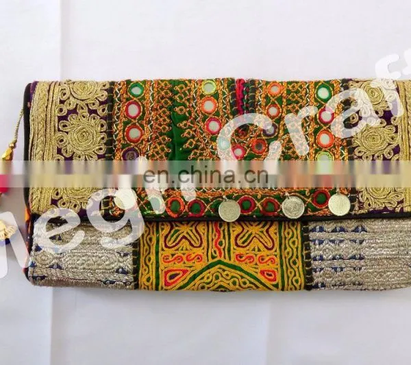 Wholesale Indian Banjara Coin Clutch Bag -Gypsy Coin Clutch Bag - Indian Gypsy Banjara Hippie Style Purse photo-3