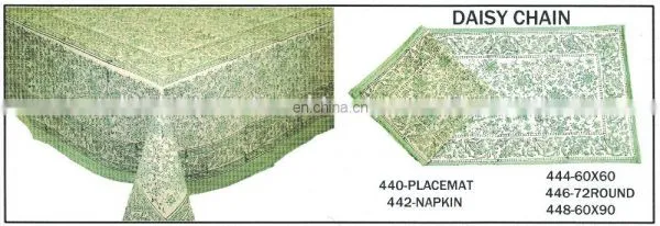 HAND BLOCK PRINTED TABLE CLOTH MAT & NAPKIN