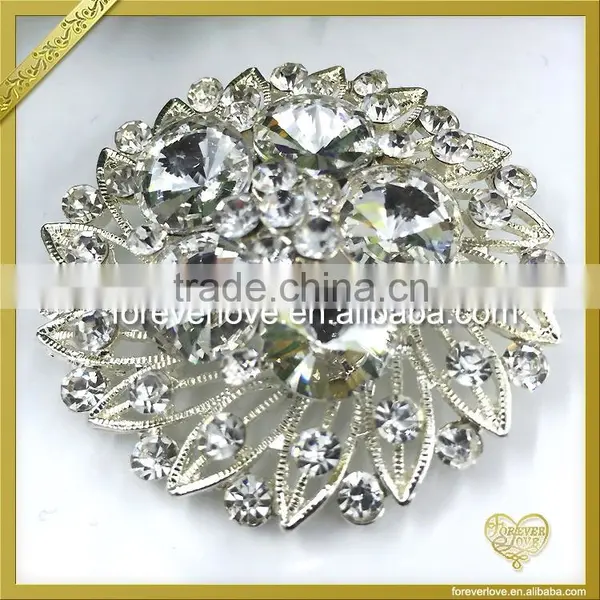 Fashion Design Jewelry Accessories Rhinestone Round Shaped Brooch Pin FB-041 photo-2