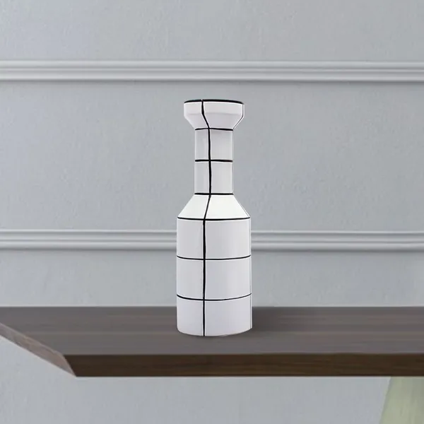 Nordic Modern Simple Creative Fashion White Black Stripe Ceramic Vase For Living Room Decor photo-3