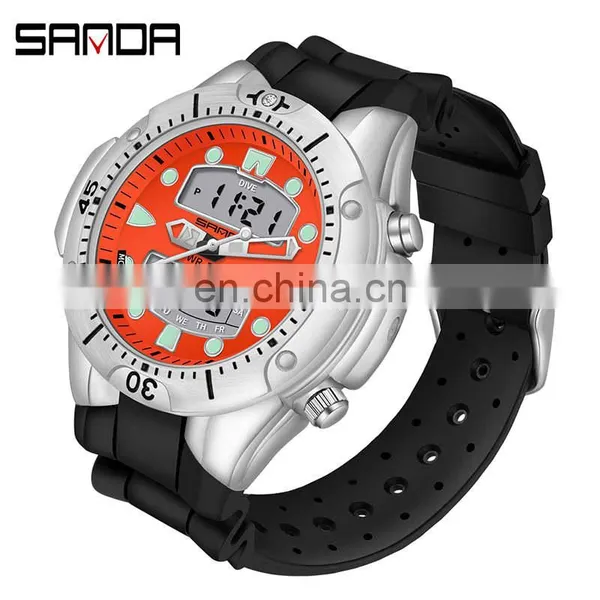 Sanda 3009 New Design Men LED Digital Watch Functional Waterproof Sport Watches Hip Hop photo-2