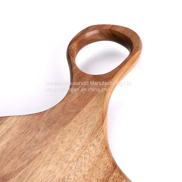 Natural Acacia Wood Irregular Steak Bread Board Dessert Tray With Hanging Ring Cutting Chopping Board Placement Plate Art photo-5