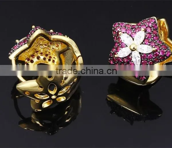 Latest Trend Cocktail Party Colorful Red Cubic Zirconia Star Fancy Jewellery Set photo-6