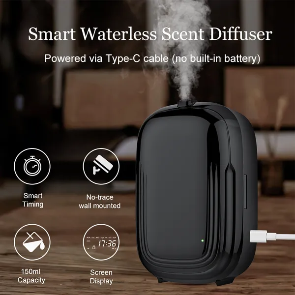 New Design Digital Display Opening Closing Cover Two Fluid Essential Oil Atomization Wall Mounted Aroma Diffuser photo-2