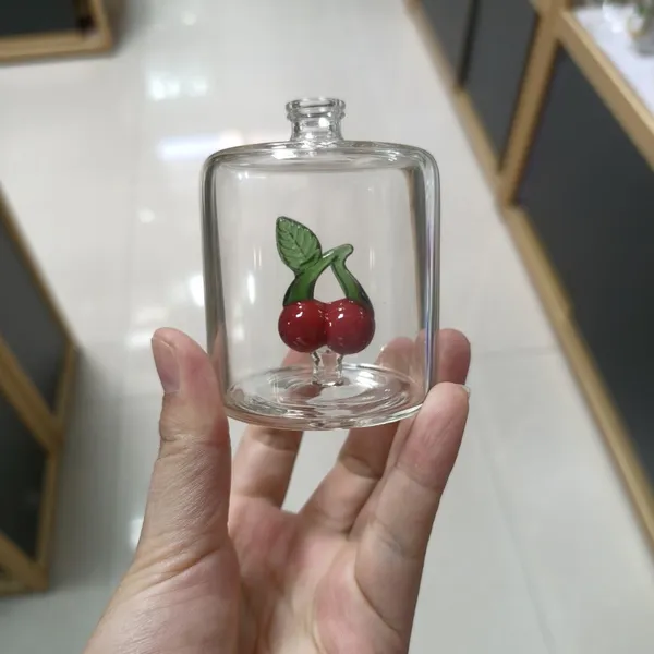 Hand Blown High Borosilicate Glass Perfume Bottle with 3D Internal Sculpture, Custom Fruit/Zodiac Inlay for Luxury Gift