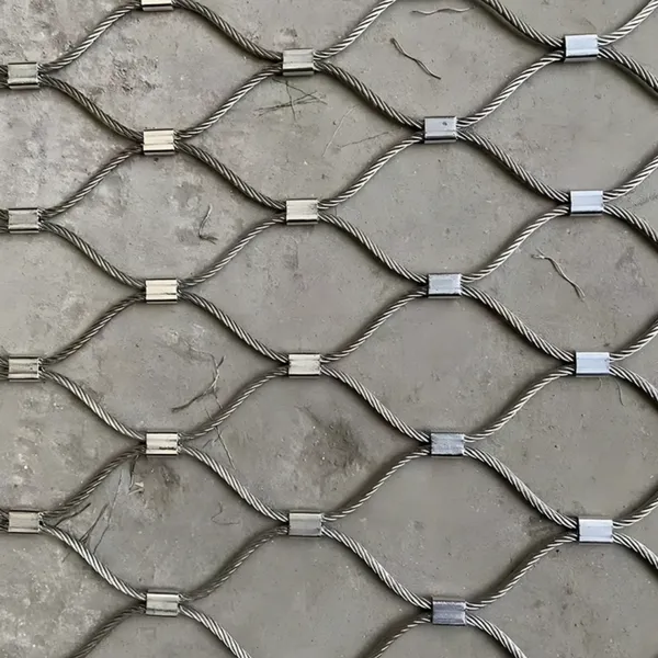 Rede de cabo de aço inoxidável 304 com diâmetro de fio de 3mm, abertura da malha de 50x50mm e comprimento de 10m