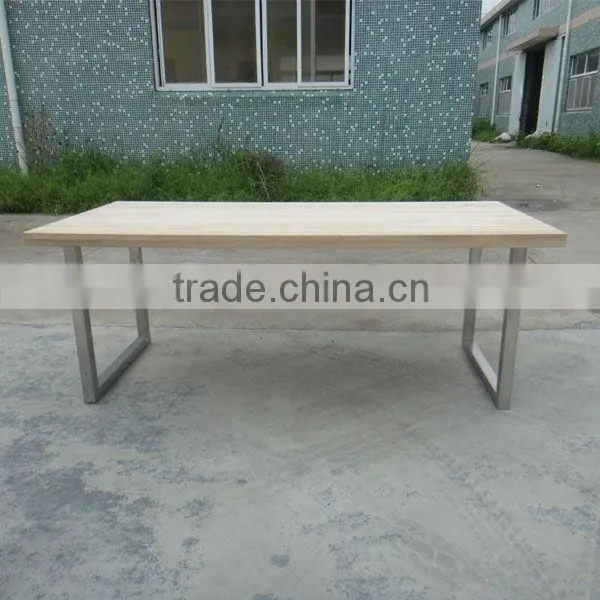 DT-4013 Oak Furniture Dining Table With Stainless Steel Legs