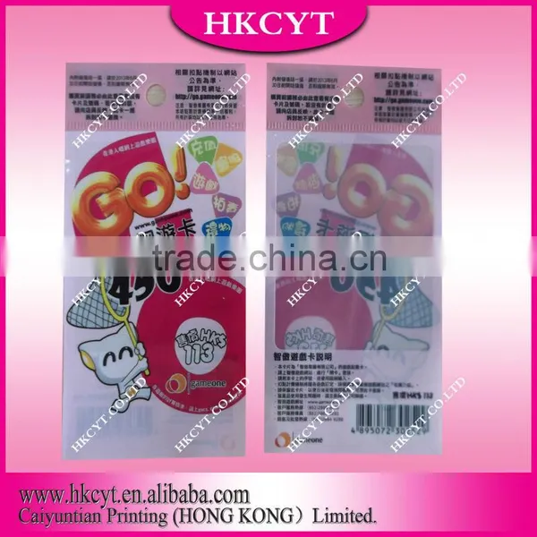 Custom Printing Three Side Seal Plastic Card Bag/plastic Goods Bag
