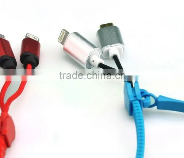 High Speed 2 in 1 Zipper USB Cable Multi USB Charging Connector Cable For Smartphone photo-2
