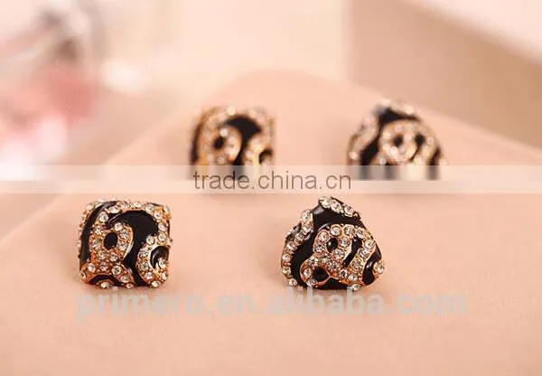 Fashion Leopard Print Crystal Triangle Square Gold Stud Earrings For Women Fancy Design photo-4