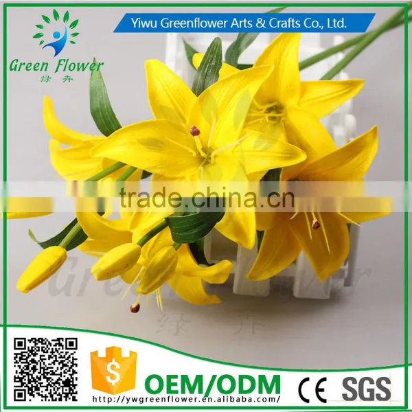 2016 Wholesale 5 Heads Multicolor Artificial Flowers Lily Real Touch Bouquet Wedding Bridal Home Declarative Flowers photo-2