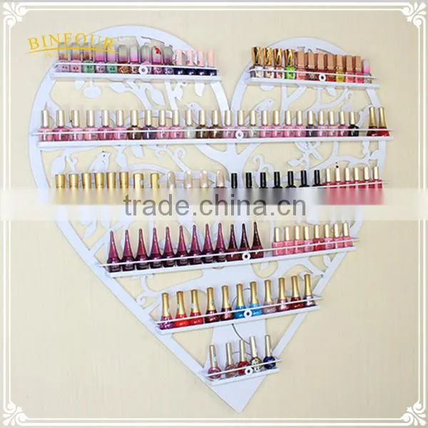 Metal Wall Deco Wall Mounted Nail Polish Stand Cosmetic Display Shelf photo-4