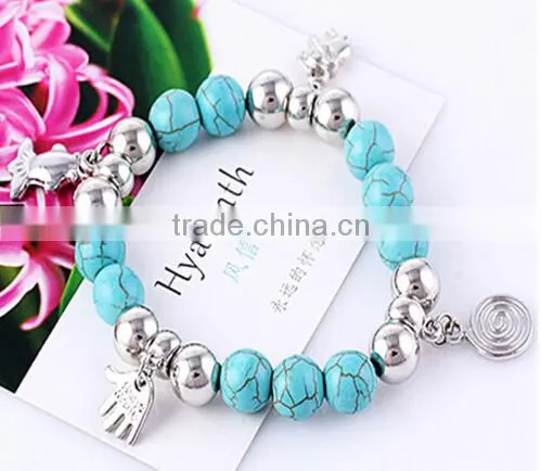 >>NEW SW16573 Promotion Beaded Charm Bracelet Turquoise Bracelet// photo-3