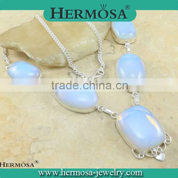 Hermosa Jewelry HOT SALE Natural Opal Mystical Gems Pendant Necklace In Silver Jewelry Fashion Accessories