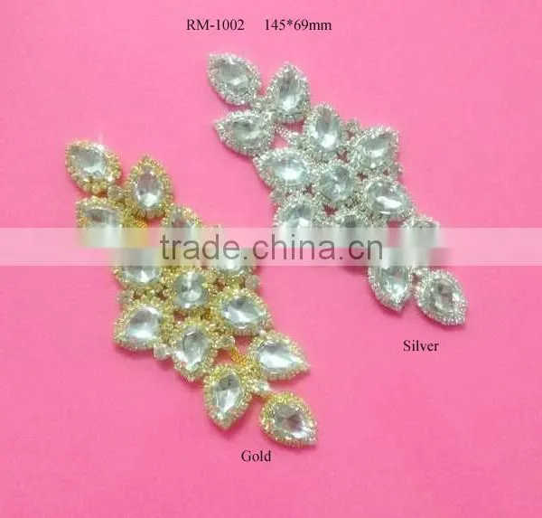 Beaded Applique Wholesale Bridal Rhinestone Appliques for Wedding Dresses(RM-1002)