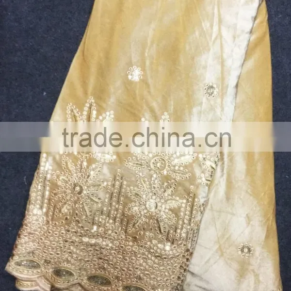 2015 Popular Style African Velvet Lace With Sequins for Girl Dresses photo-5