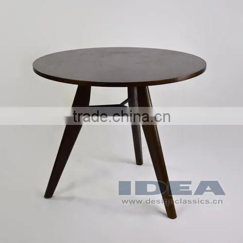 Replica Jean Prouve Gueridon Dining Table - Solid Ash Stained in Walnut Color photo-2