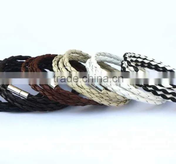 NEW Fashion Handmade Leather Wrap Wristband Cuff Punk Magnetic Buckle Bracelet photo-5