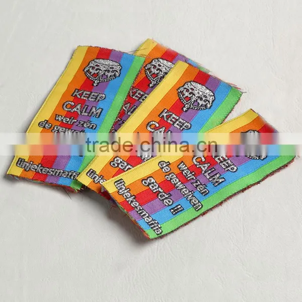 Colorful Label ,straight Cut Woven Label for Knitting Wool Hat photo-3