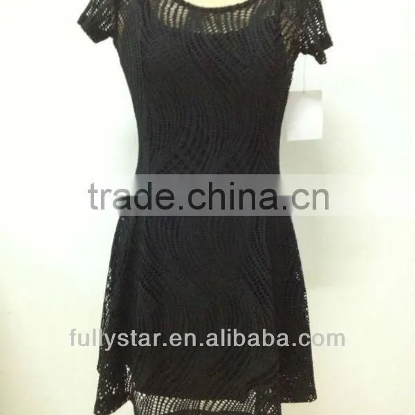 Short Sleeve Black Dress New Fashion 2016