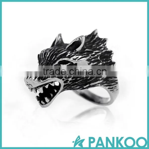 Pankoo Wholesale 2016 Animals Series of Retro Punk Tai Silver and Titanium Unisex Ring photo-5