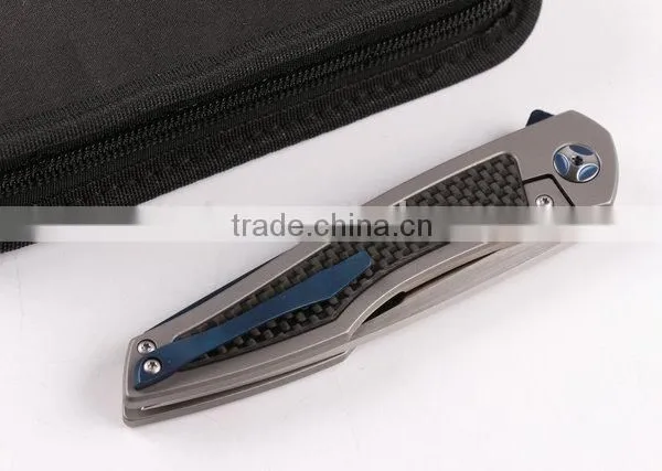 OEM All Titanium Handle D2 Blade Folding Knives for Outdoor photo-3