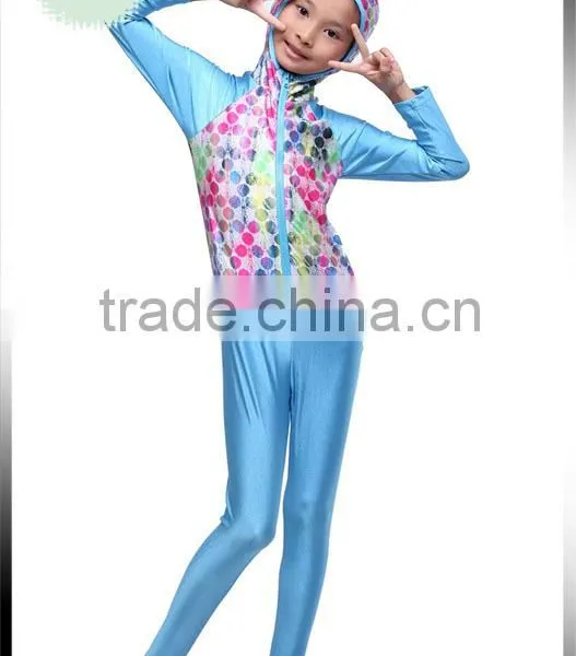 Baby Kids Girls Muslim Arab Modest Swimwear Full Covered Patchwork Swimsuit Islamic Beachwear photo-4