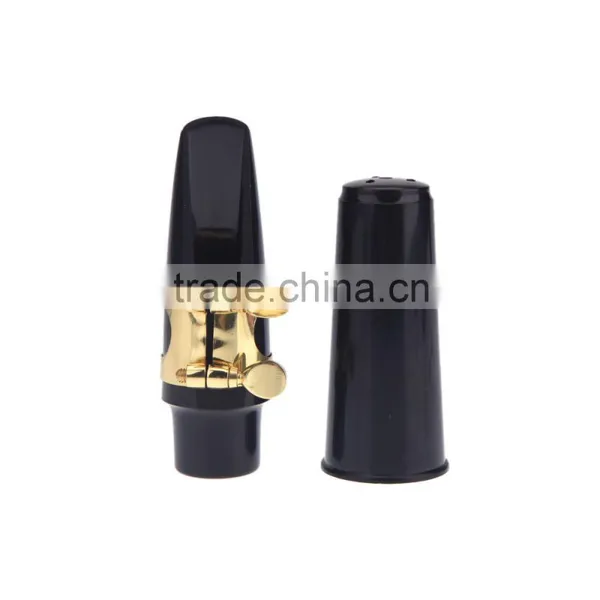 Sax Saxophone Mouthpiece Plastic With Cap Metal Buckle Black photo-4