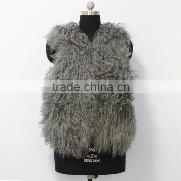Fashion design Mongolian lamb fur coat genuine women popular Mongolian lamb fur vest