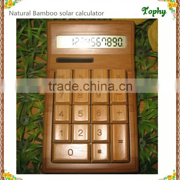 Solar Charge Bamboo Calculator Wood Calculator Unique for Christmas Gift photo-4