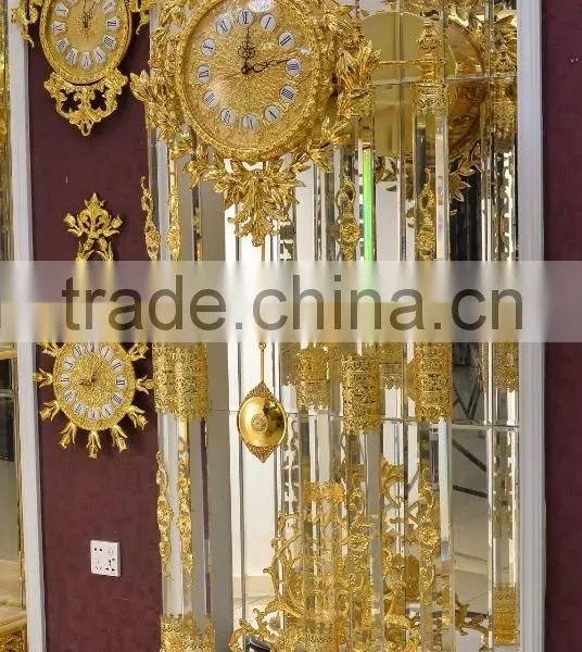 Home Luxury Decoration Antique 24K Gold Plated Floor Clock,Grandfather Clock, Elegant Brass Mounted Floor Clock photo-2