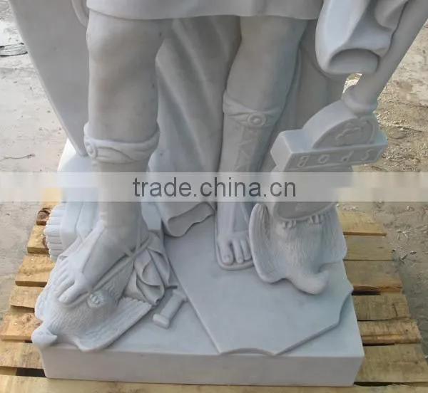 Hand Carved Life-size White Marble Knight Statue photo-3