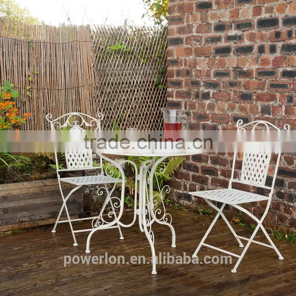 Vintage Style Iron 2 Folding Chair 90cm Round Patio Set Ornate photo-3