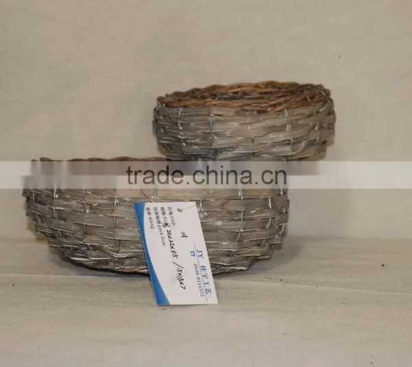 100%Handmade Willow Garden Wicker Basket for Flower Plants With Plastic Liner Wicker Flower Pots photo-2