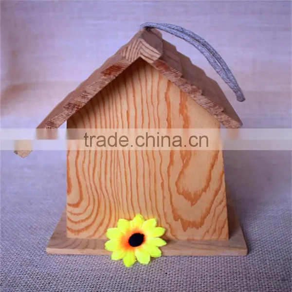 Pine Wood House Toy Wood Bird Nest Artificial Bird Nest With Two Window photo-4