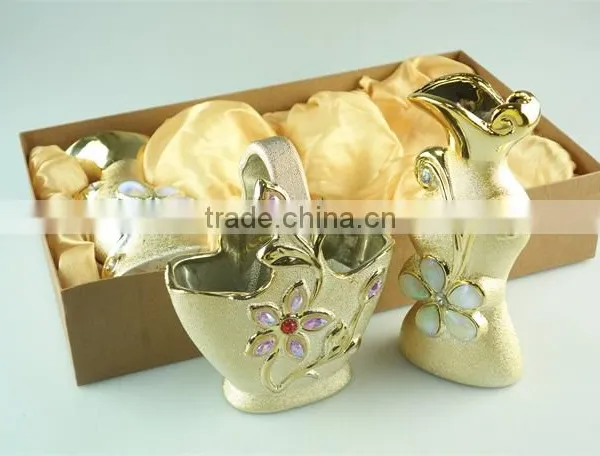 Electroplated Gold Ceramic Vase , Cheap Ceramic Vase for Wholesale photo-4