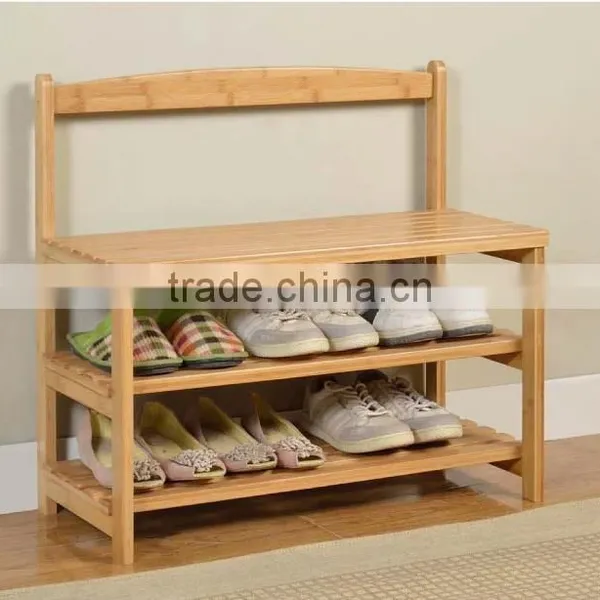 2015 New Design Entrance Can Sit Wooden Shoe Rack photo-2